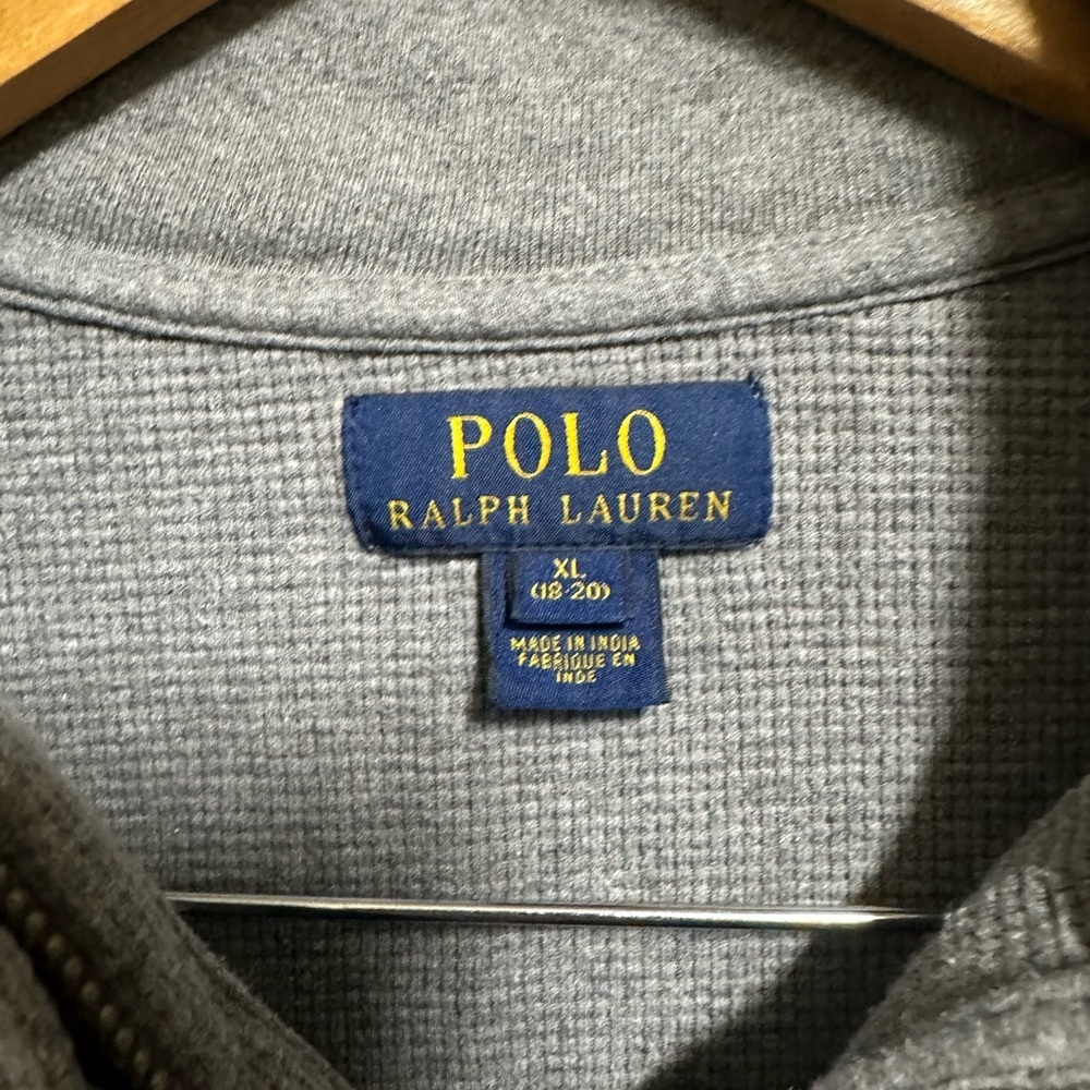 Polo Ralph Lauren Gray Waffle Knit 1/4 Pullover Size XL 18/20 - Picture 5 of 5